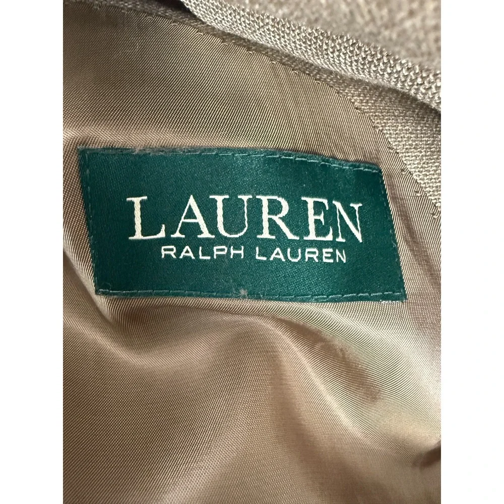 NEW Lauren Ralph Lauren Size 44R Career Linen‎ Blend Blazer Jacket Brown Button